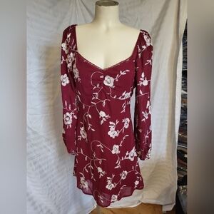 NEW Altar'd State Burgundy Floral Dress, Size Large